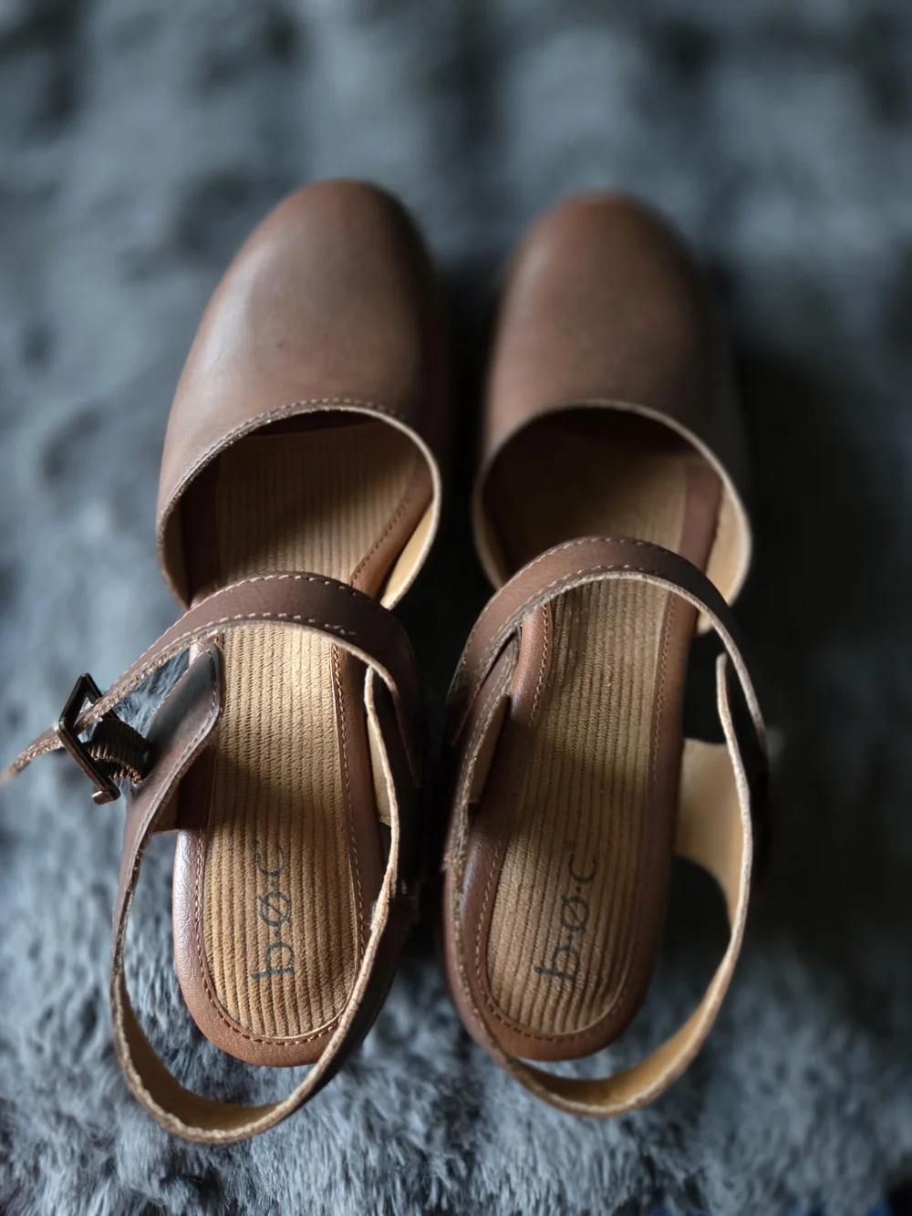 Bprn Brown Leather Platform Sandal with Buckle